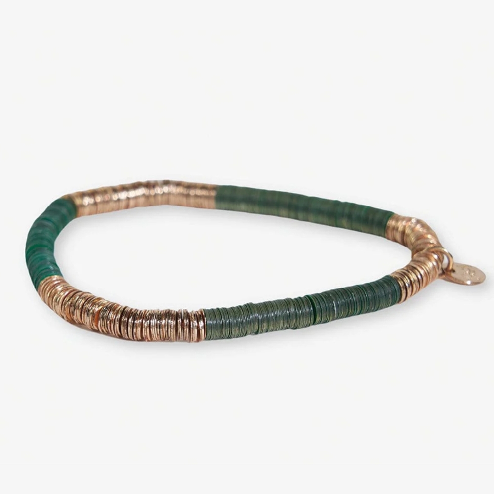 NWT Ink + Alloy Grace Two Colour Block Stretch Bracelet in Emerald and G…